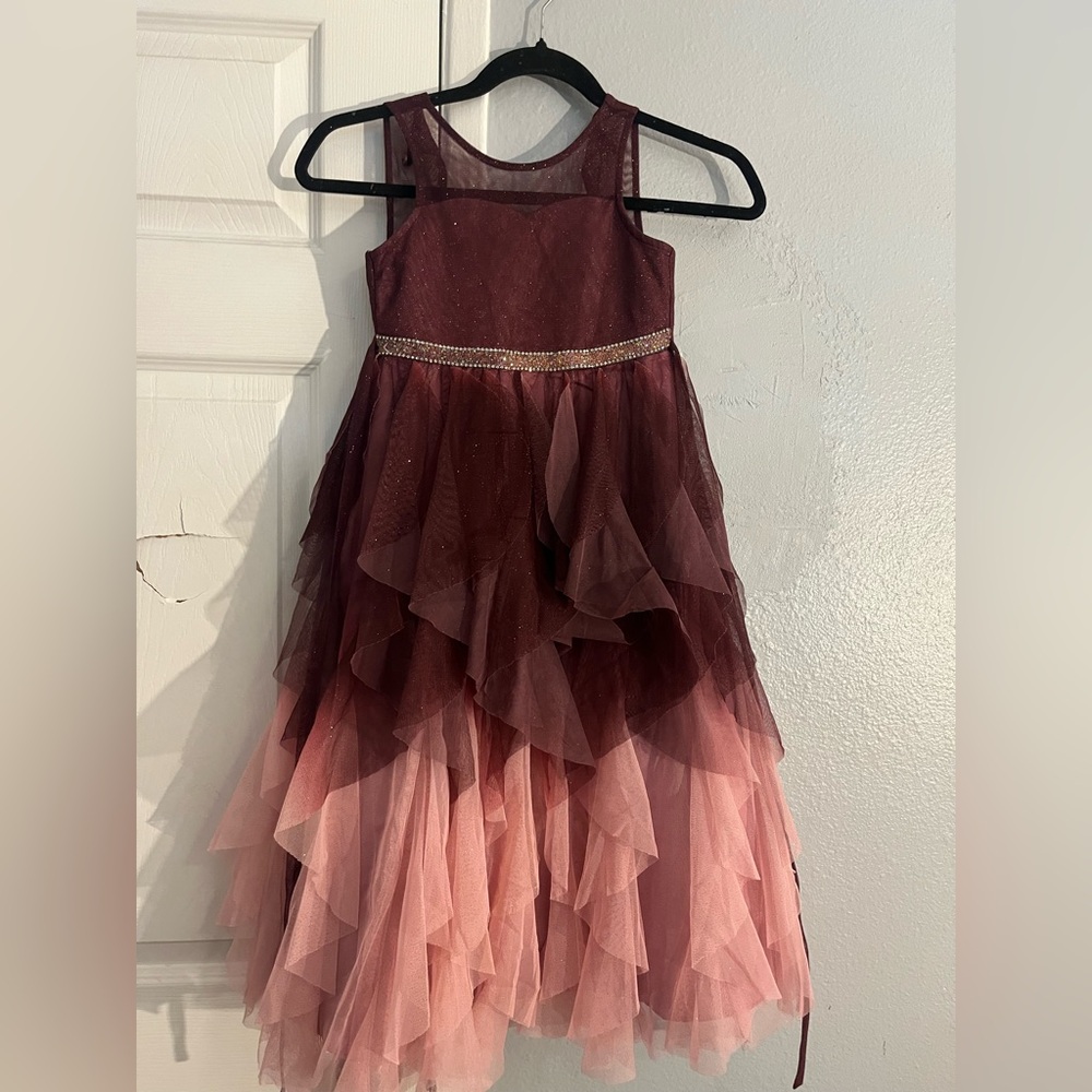 Rare Editions Burgundy and Pink Dress